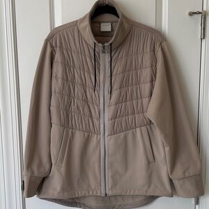 Varley Taupe Performance Quilted-Front Jacket